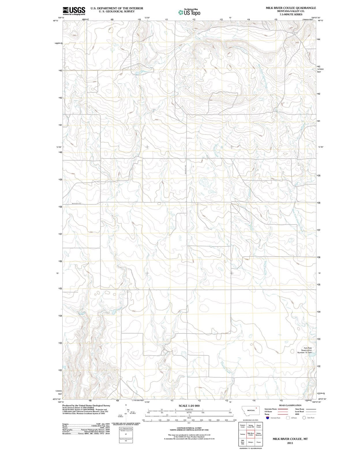 2011 Milk River Coulee, MT - Montana - USGS Topographic Map