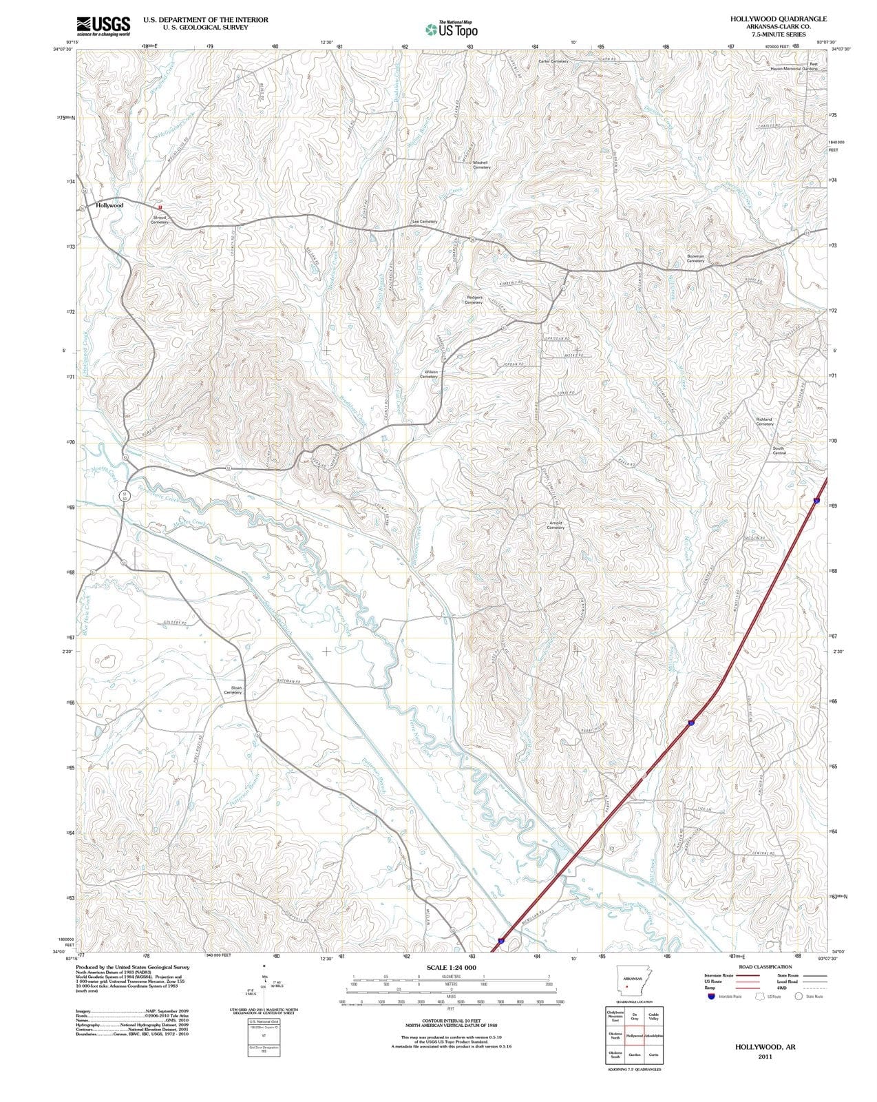 2011 Hollywood, AR - Arkansas - USGS Topographic Map