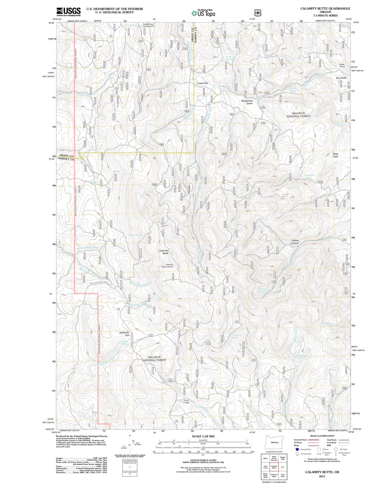 2011 Calamity Butte, OR - Oregon - USGS Topographic Map