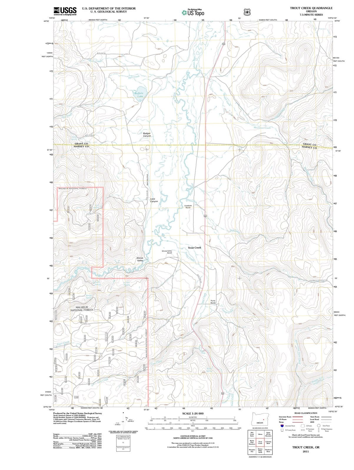 2011 Trout Creek, OR - Oregon - USGS Topographic Map