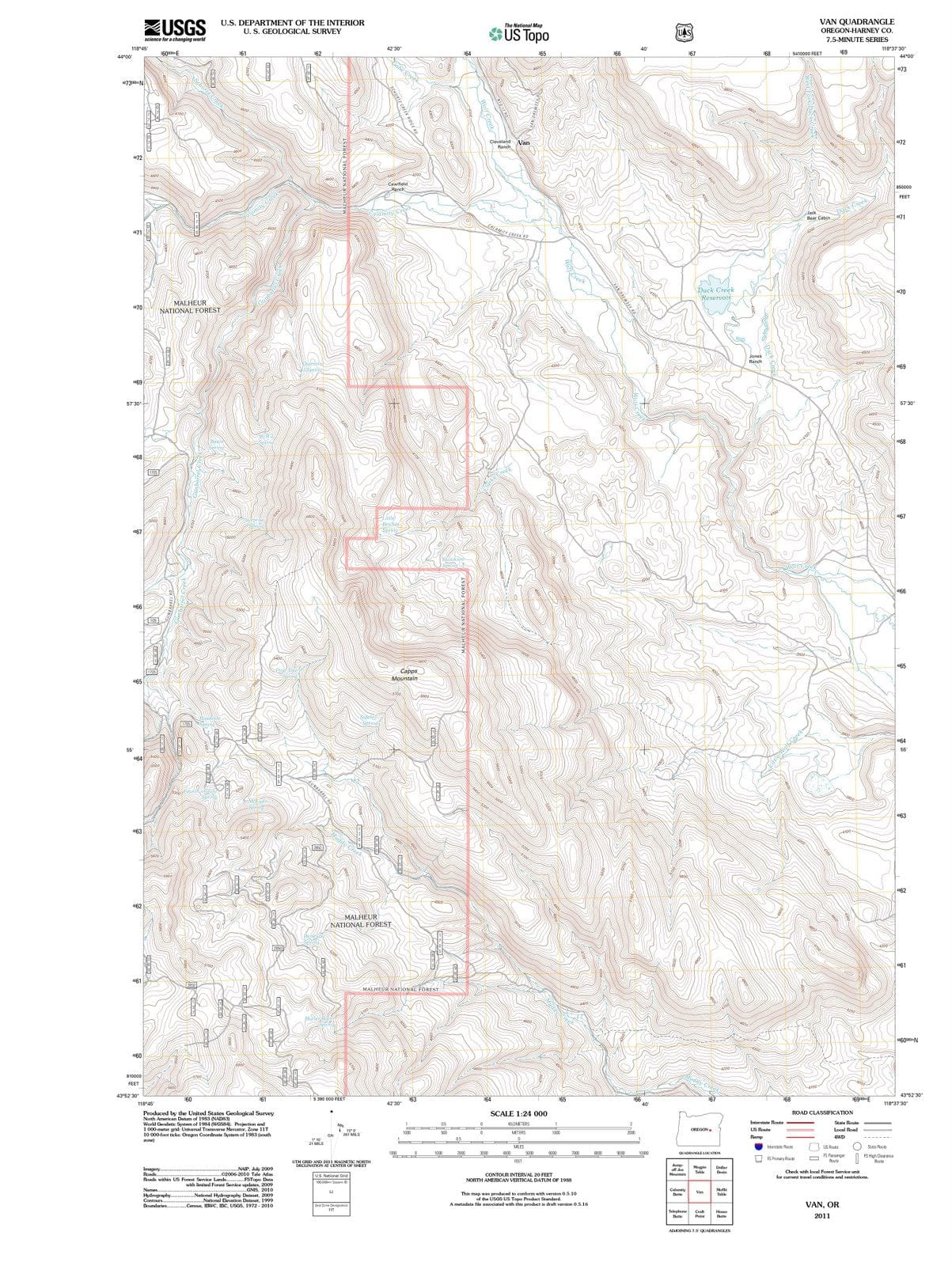 2011 Van, OR - Oregon - USGS Topographic Map