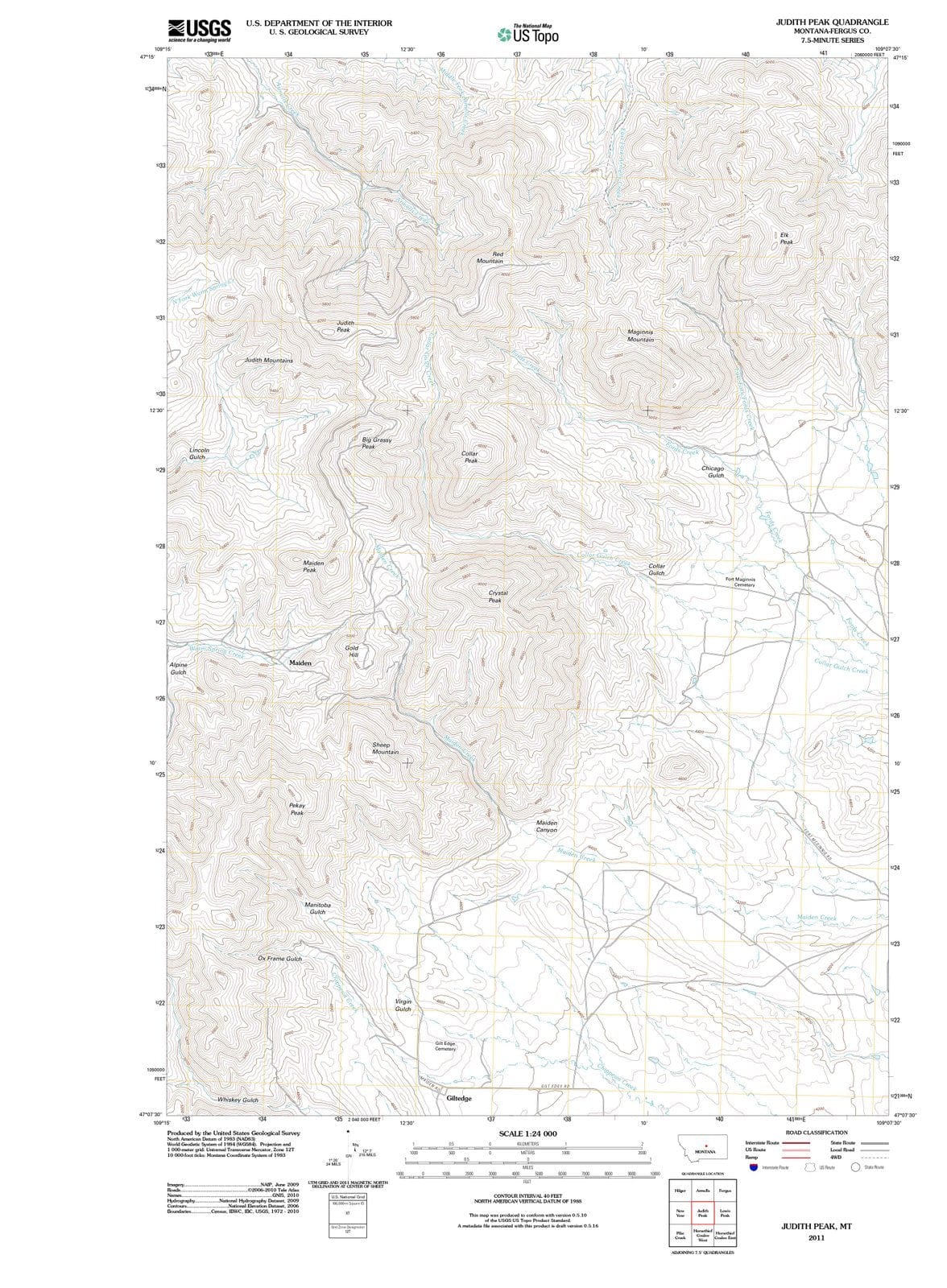 2011 Judith Peak, MT - Montana - USGS Topographic Map