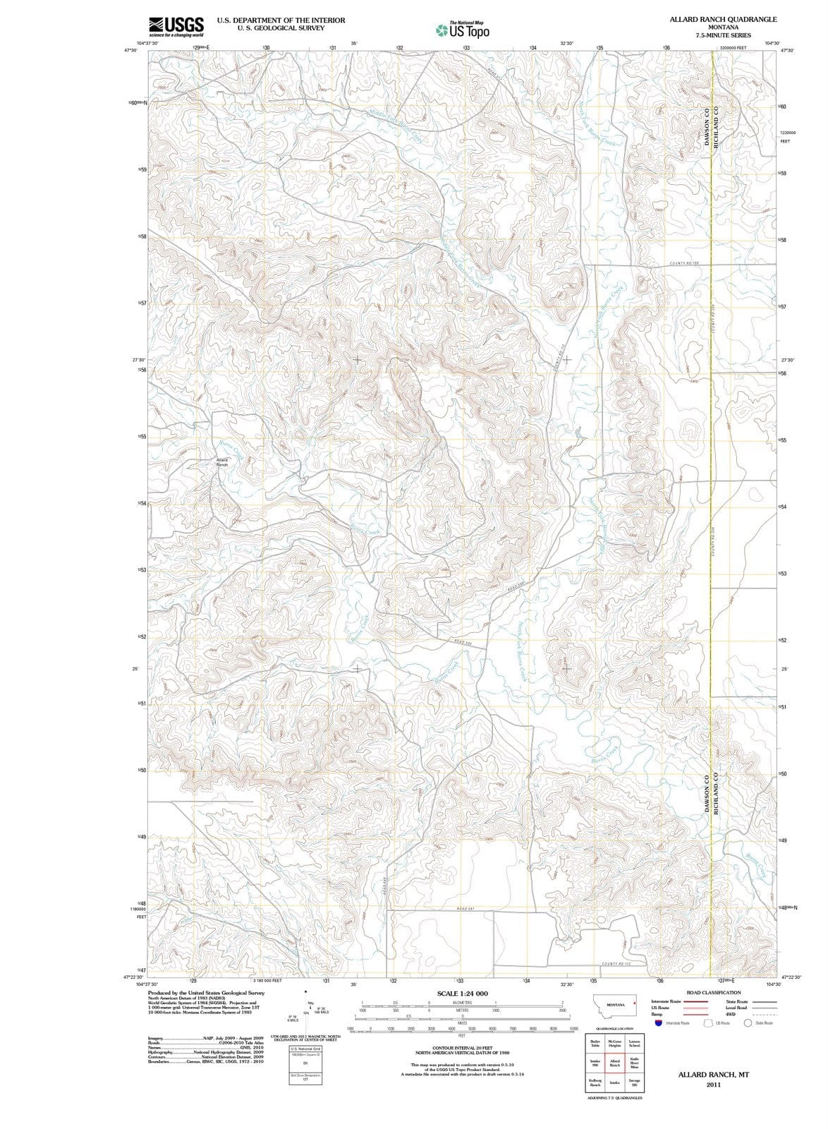 2011 Allard Ranch, MT - Montana - USGS Topographic Map