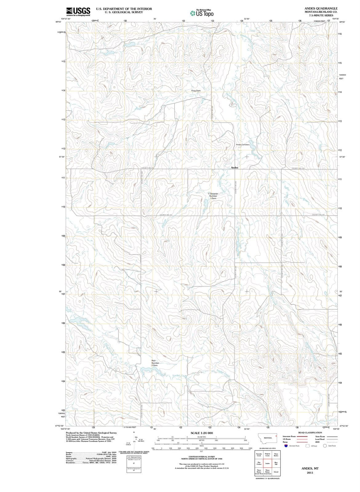 2011 Andes, MT - Montana - USGS Topographic Map