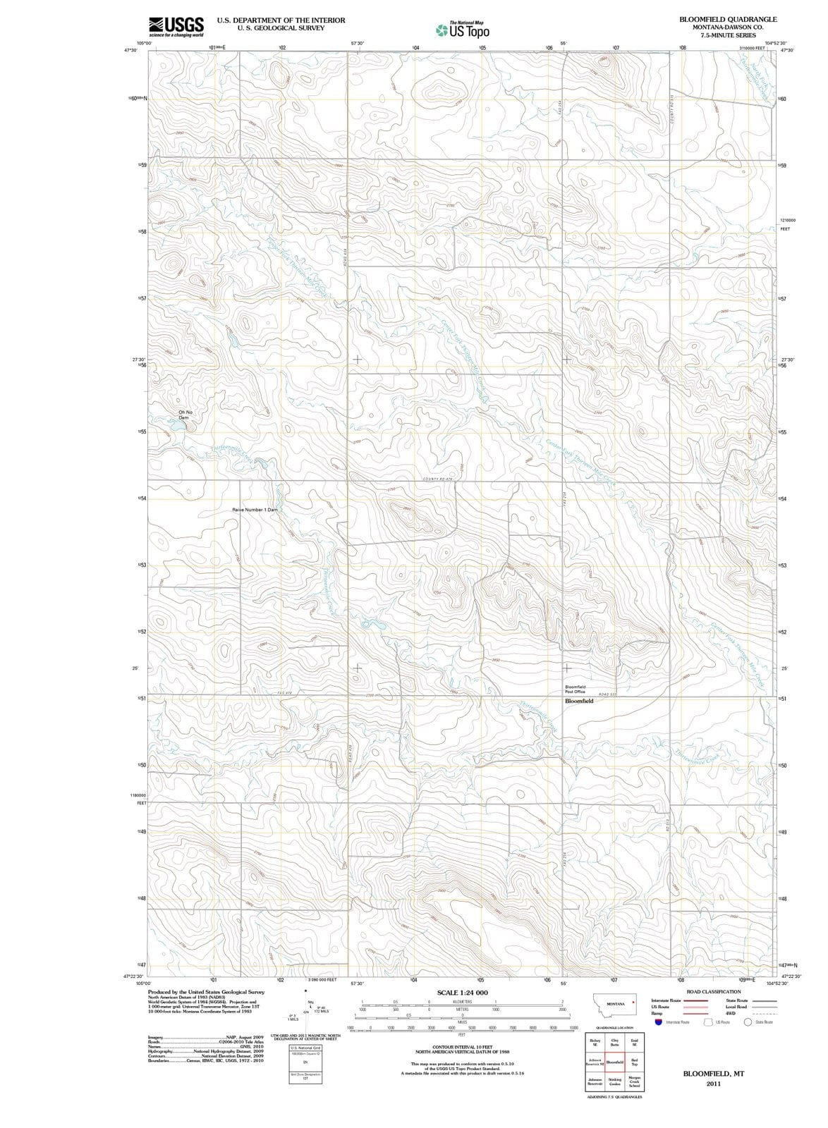 2011 Bloomfield, MT - Montana - USGS Topographic Map