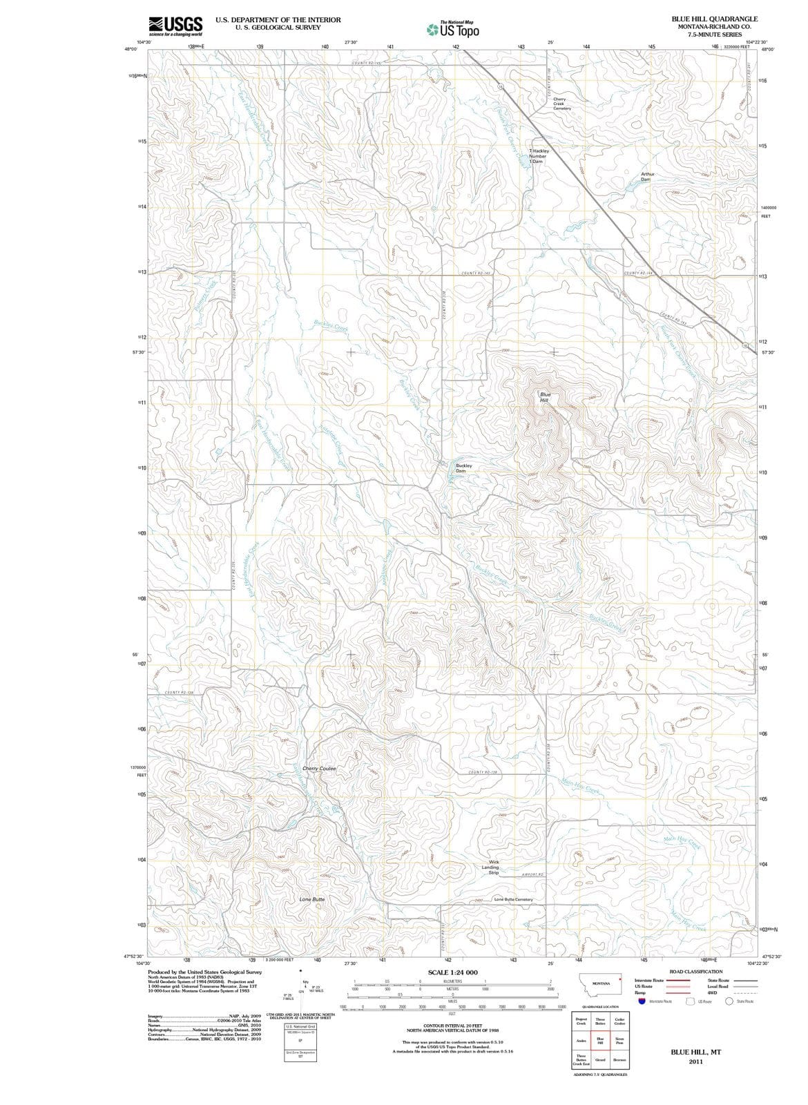 2011 Blue Hill, MT - Montana - USGS Topographic Map