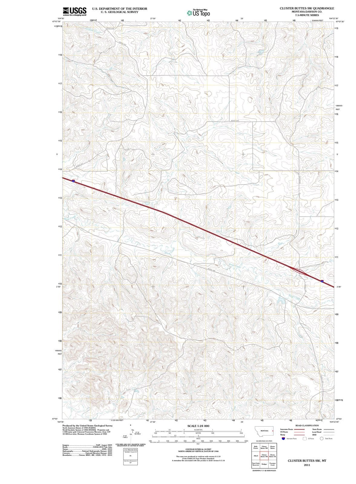 2011 Cluster Buttes, MT - Montana - USGS Topographic Map