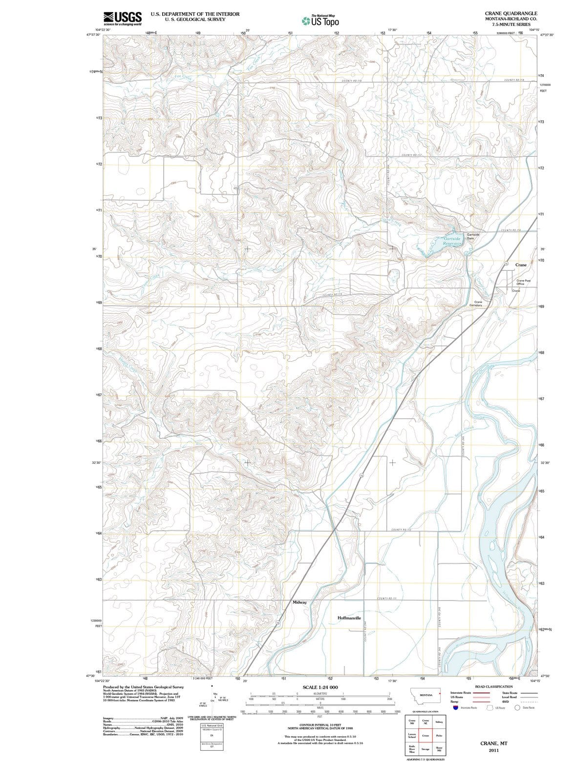 2011 Crane, MT - Montana - USGS Topographic Map
