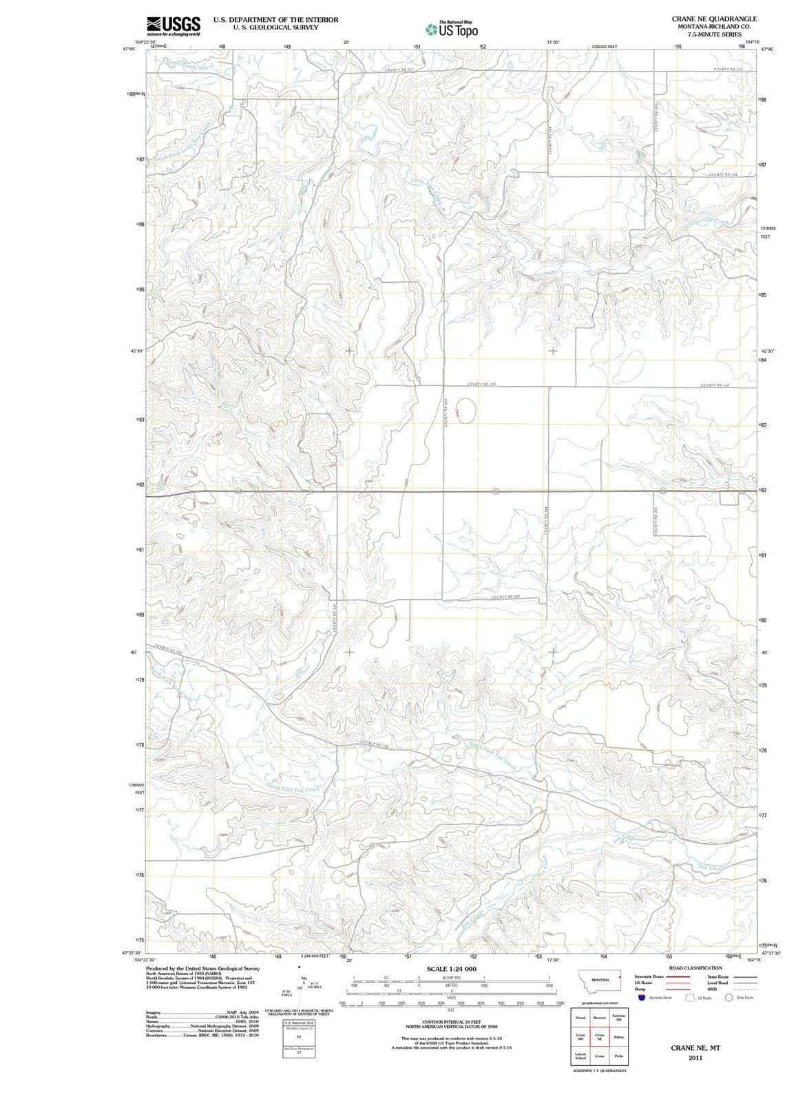 2011 Crane, MT - Montana - USGS Topographic Map