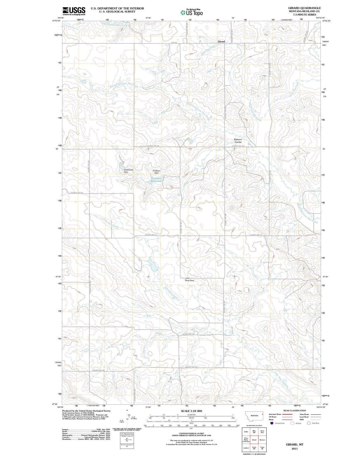 2011 Girard, MT - Montana - USGS Topographic Map