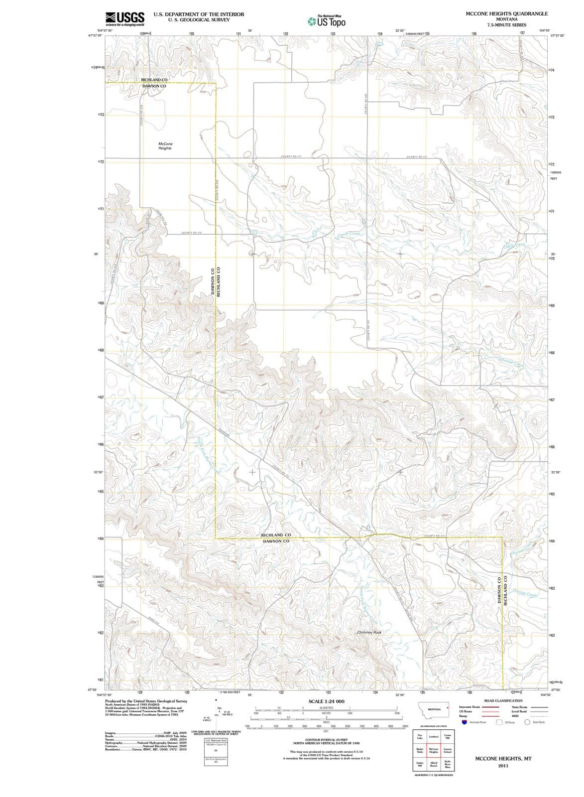 2011 McCone Heights, MT - Montana - USGS Topographic Map