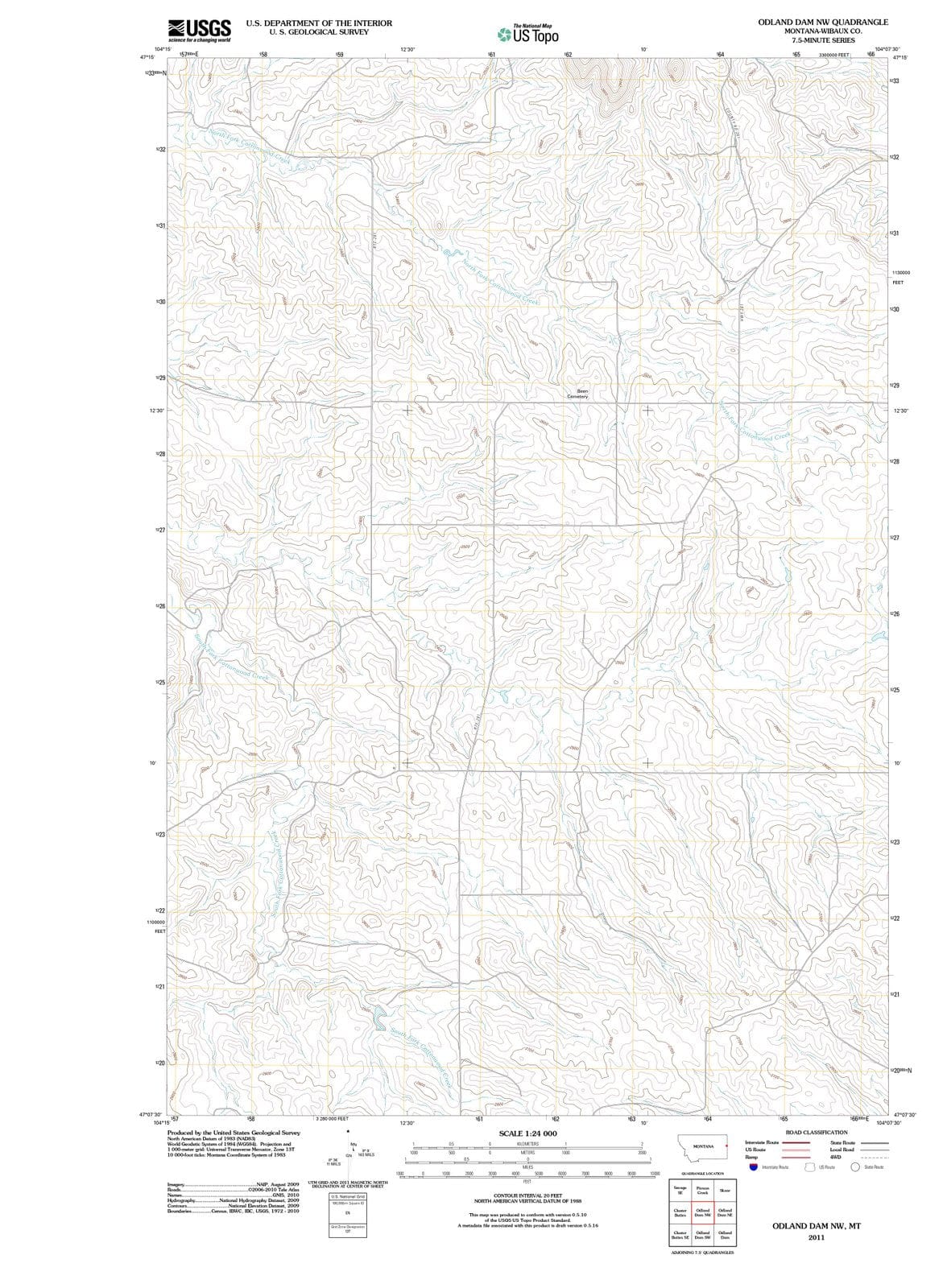 2011 Odlandam, MT - Montana - USGS Topographic Map