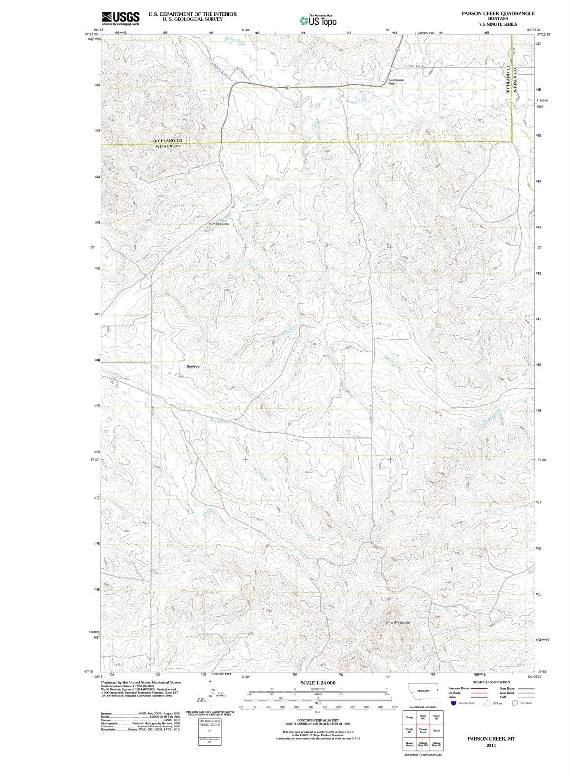 2011 Parson Creek, MT - Montana - USGS Topographic Map
