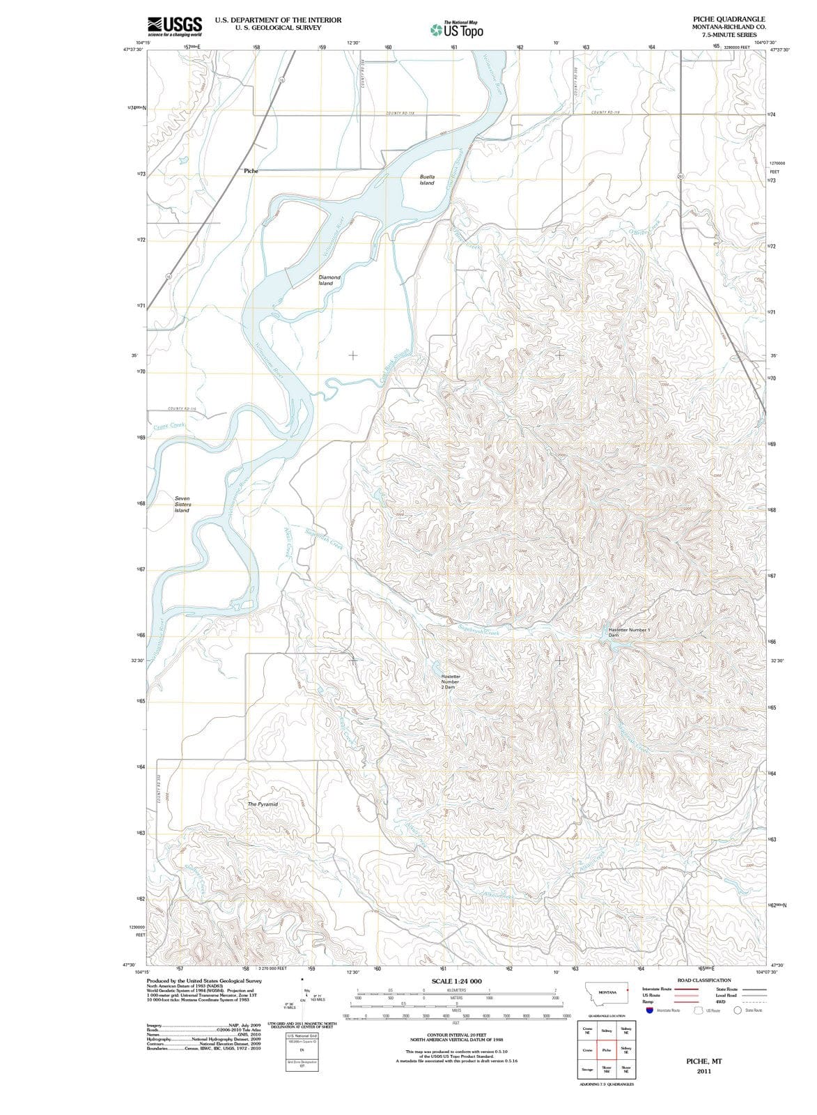 2011 Piche, MT - Montana - USGS Topographic Map