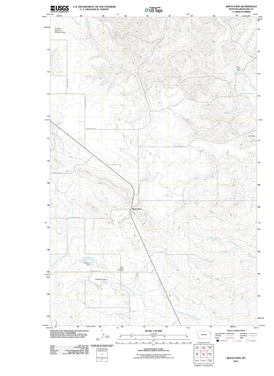 2011 Sioux Pass, MT - Montana - USGS Topographic Map