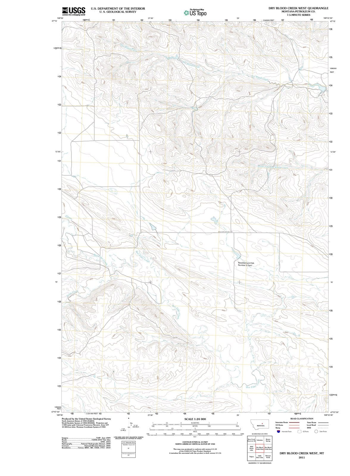 2011 Dry Blood Creek West, MT - Montana - USGS Topographic Map