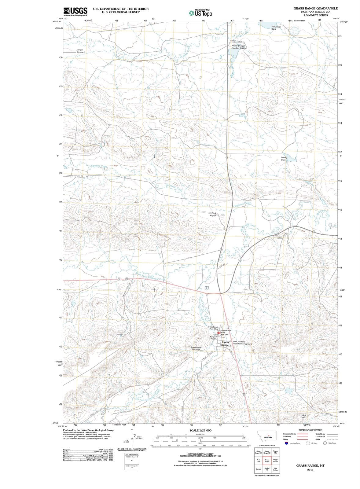 2011 Grass Range, MT - Montana - USGS Topographic Map