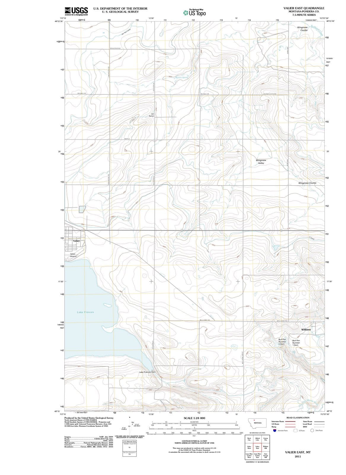 2011 Valier East, MT - Montana - USGS Topographic Map
