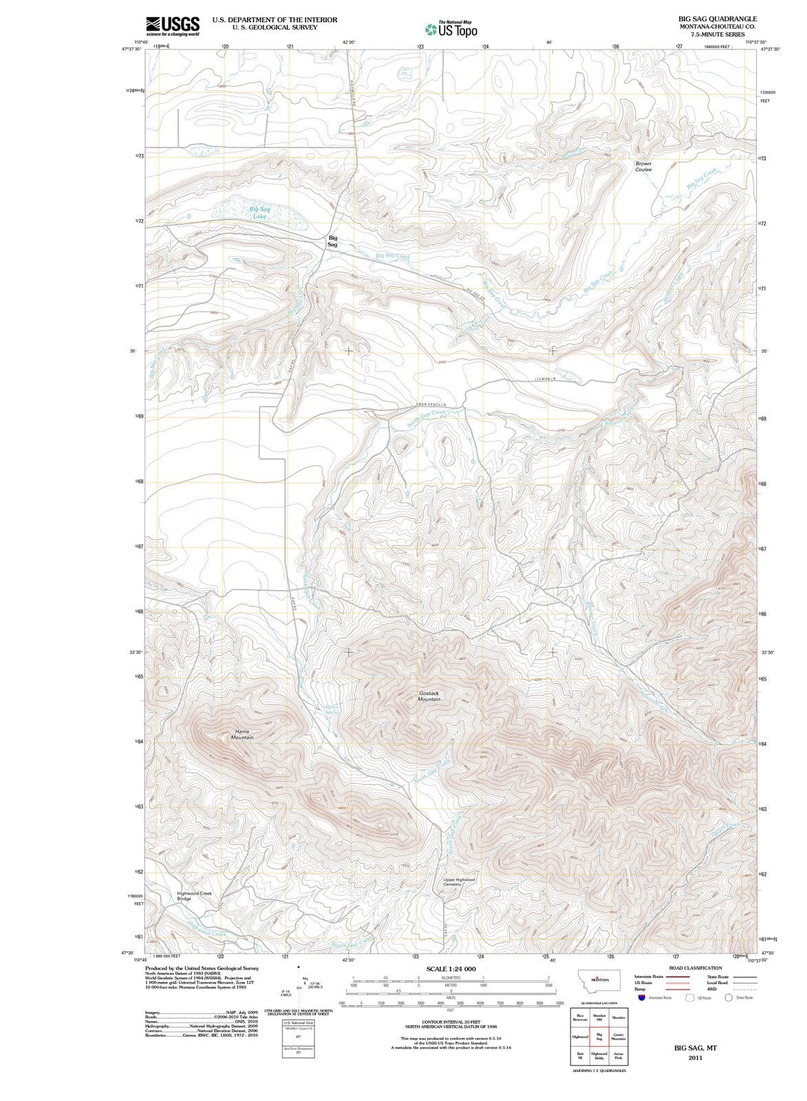 2011 Big Sag, MT - Montana - USGS Topographic Map