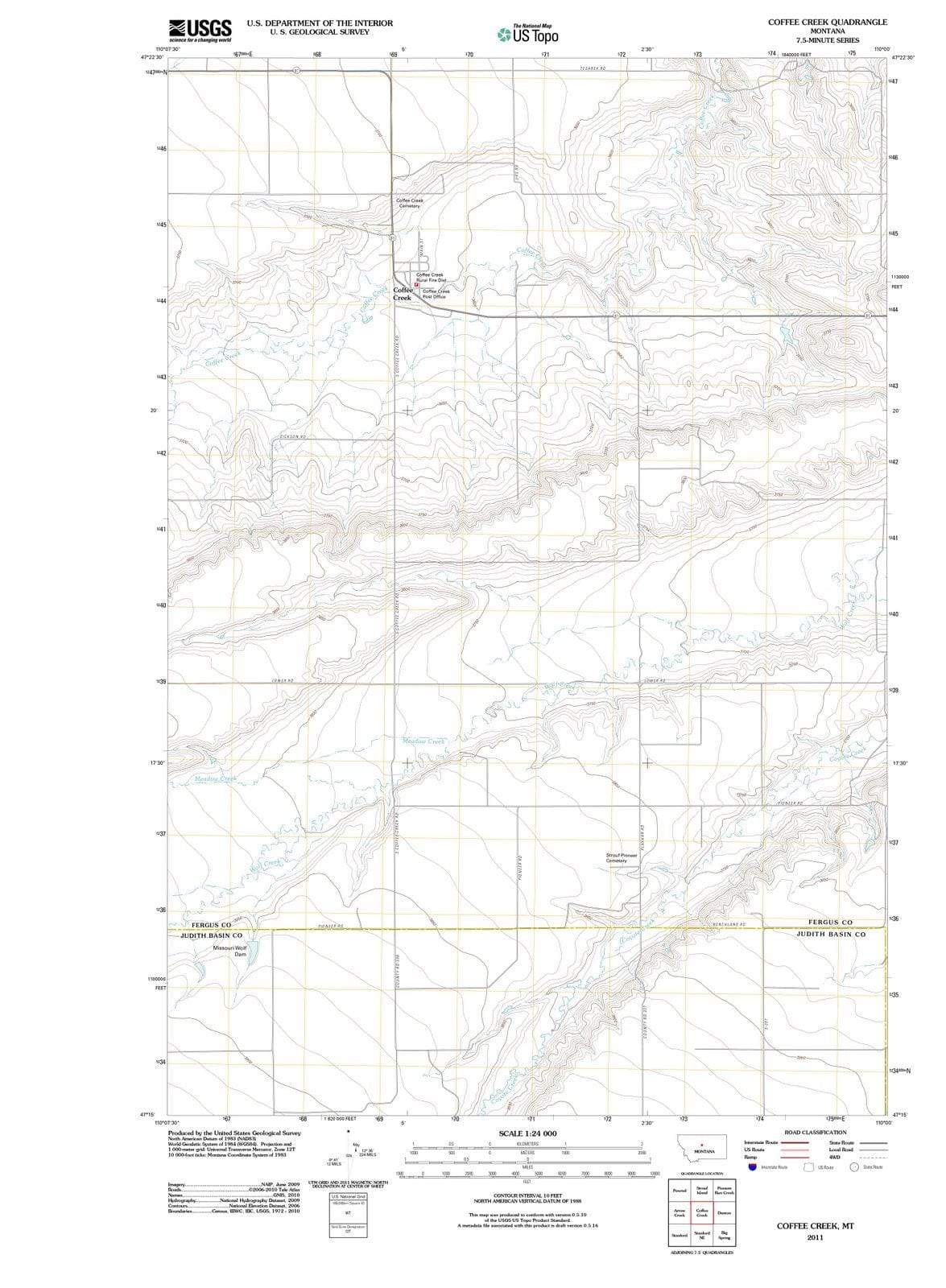 2011 Coffee Creek, MT - Montana - USGS Topographic Map
