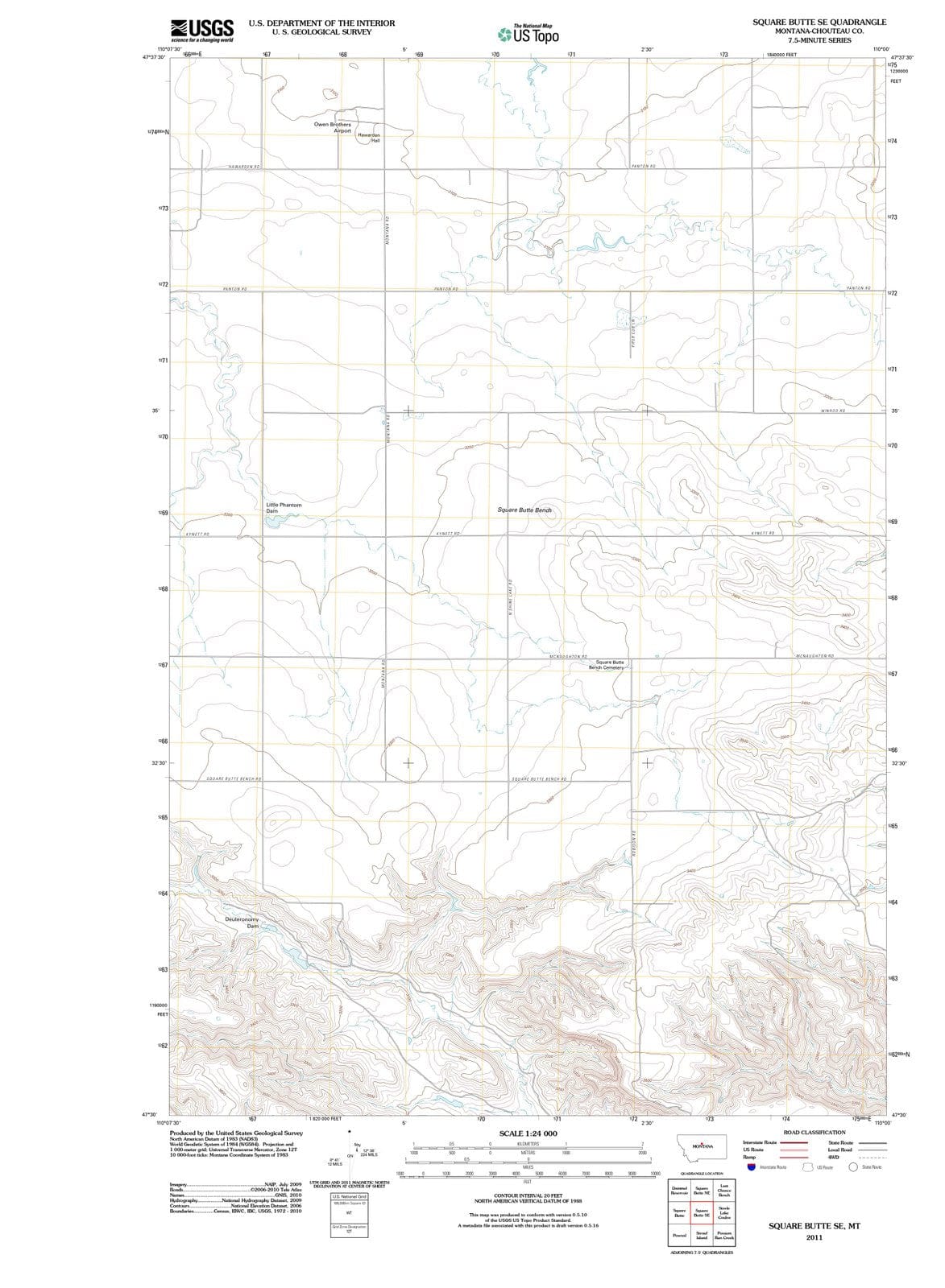 2011 Square Butte, MT - Montana - USGS Topographic Map