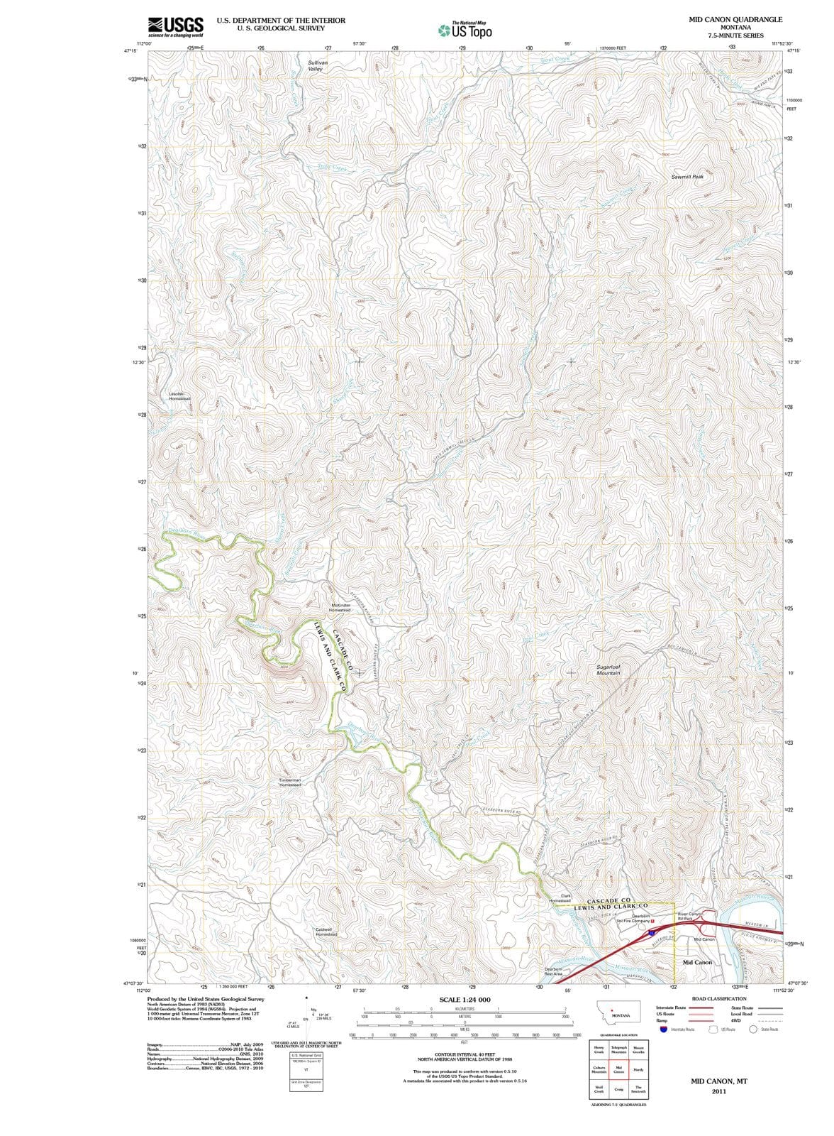 2011 Mid Canon, MT - Montana - USGS Topographic Map