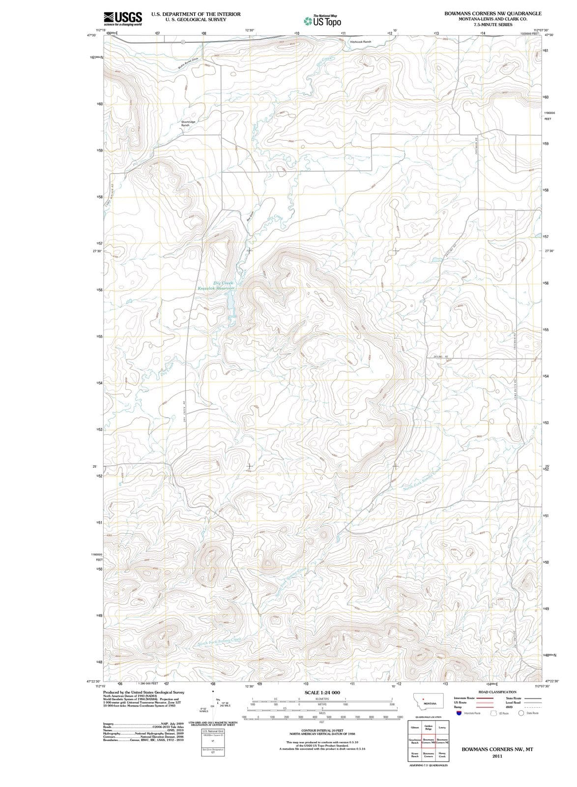 2011 Bowmans Corners, MT - Montana - USGS Topographic Map