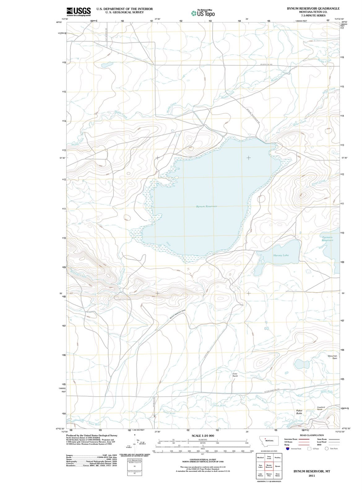 2011 Bynum Reservoir, MT - Montana - USGS Topographic Map
