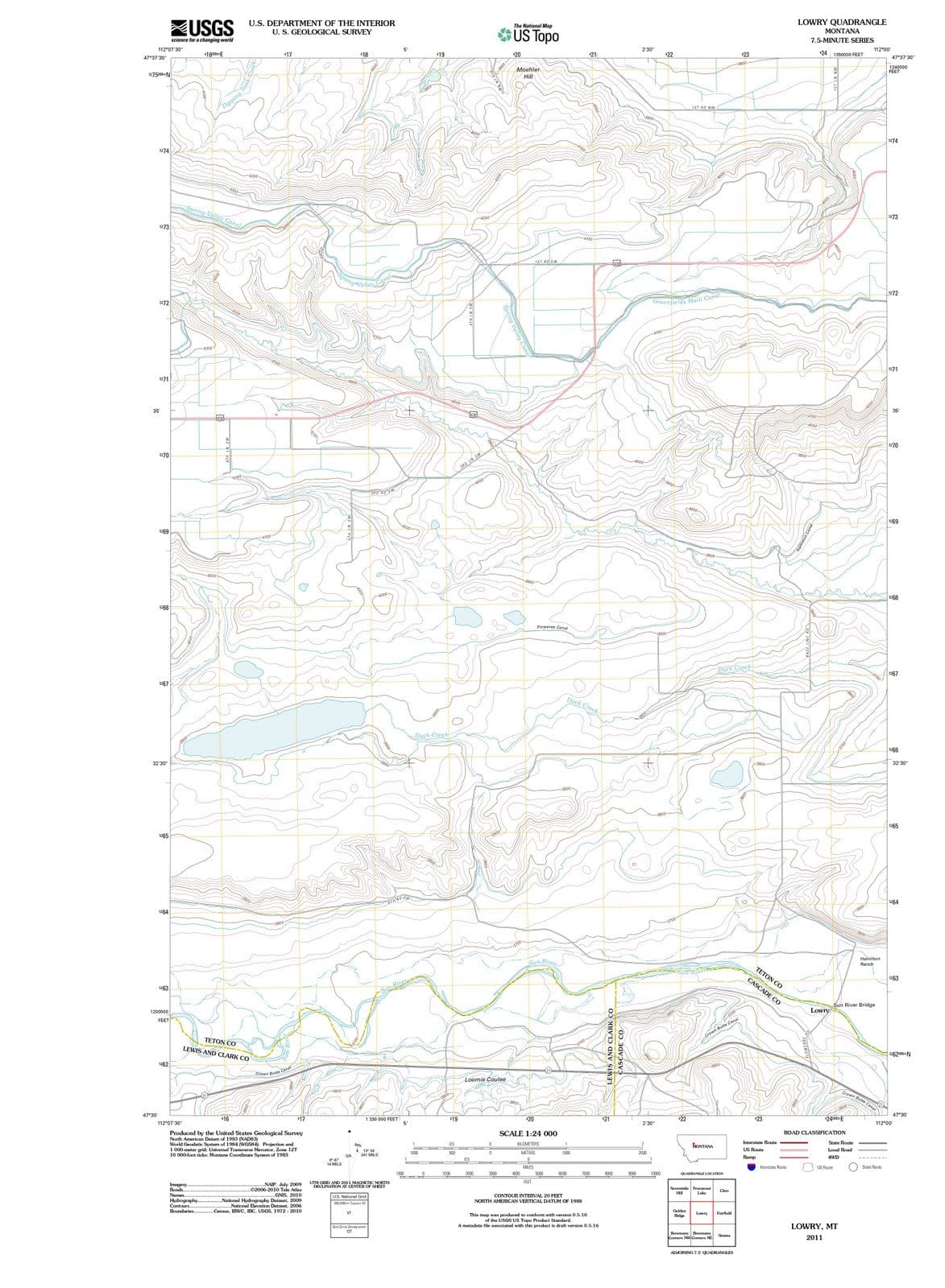 2011 Lowry, MT - Montana - USGS Topographic Map