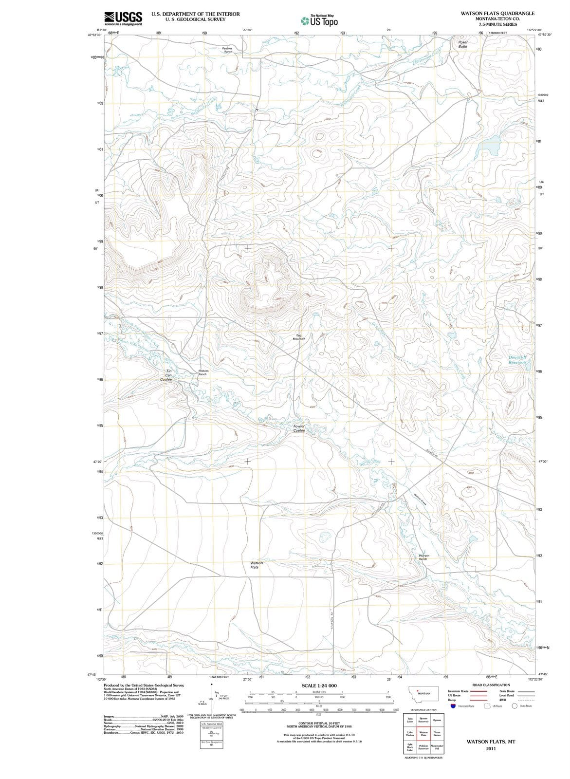 2011 Watson Flats, MT - Montana - USGS Topographic Map