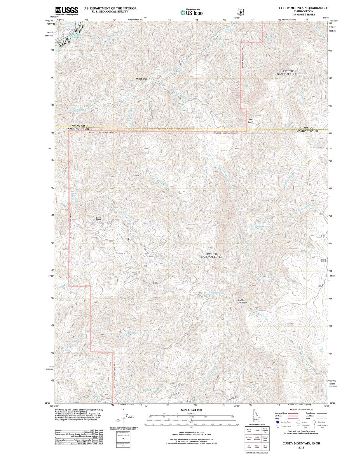2011 Cuddy Mountain, ID - Idaho - USGS Topographic Map
