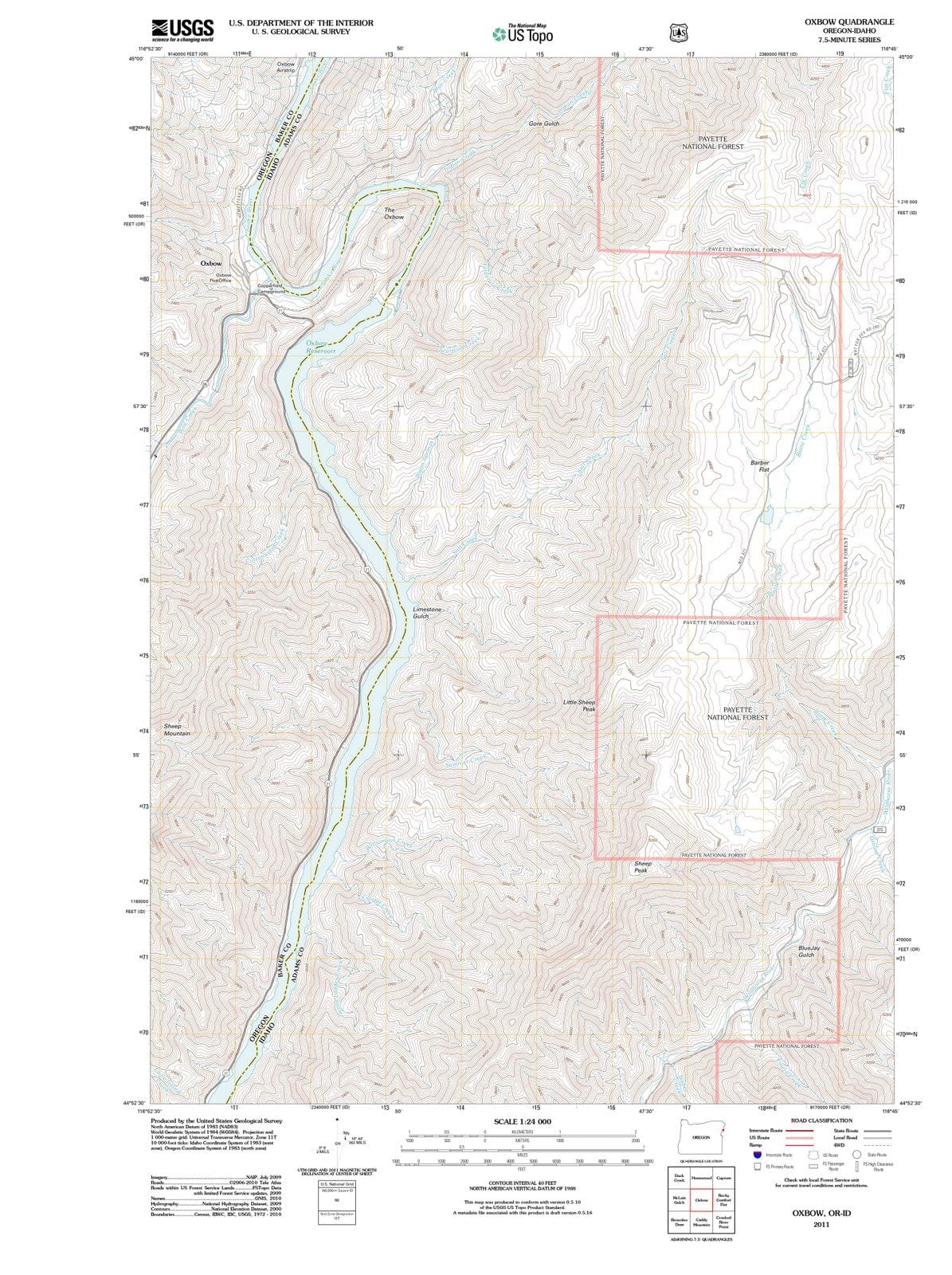 2011 Oxbow, OR - Oregon - USGS Topographic Map