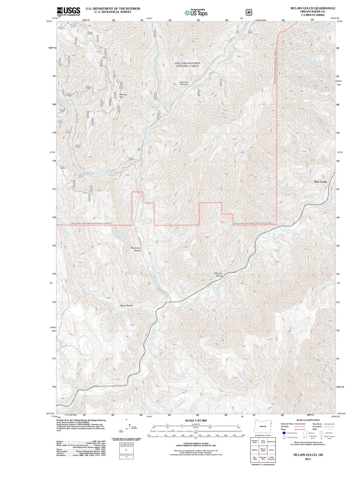 2011 McLain Gulch, OR - Oregon - USGS Topographic Map