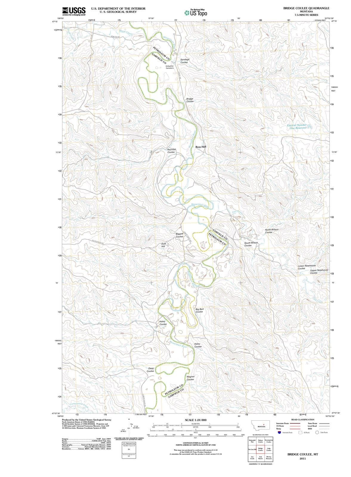 2011 Bridge Coulee, MT - Montana - USGS Topographic Map