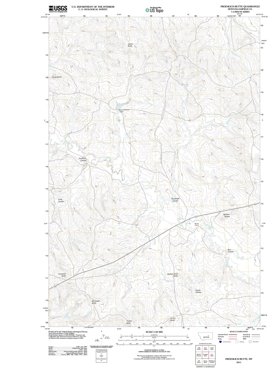 2011 Froehlich Butte, MT - Montana - USGS Topographic Map
