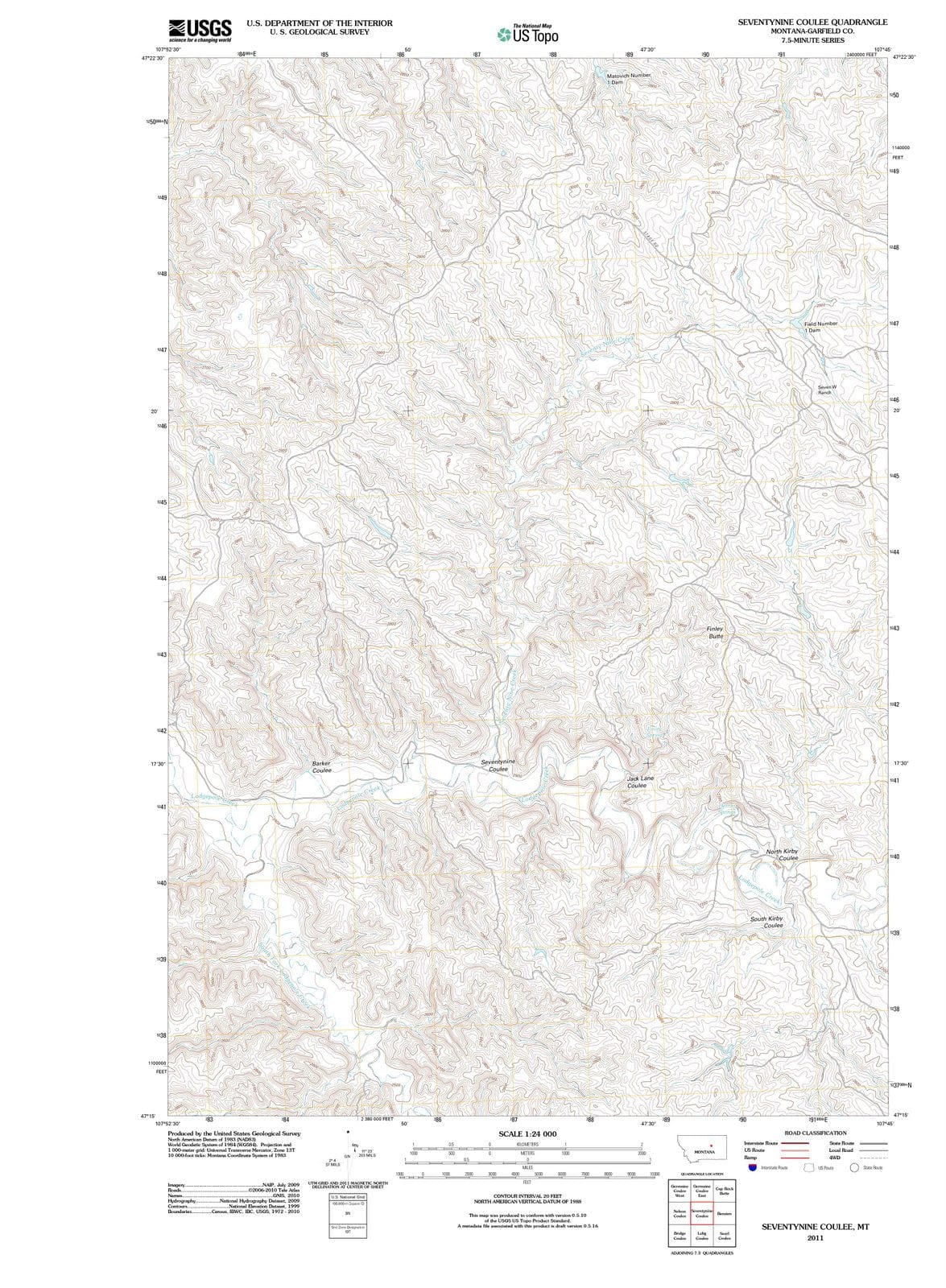 2011 Seventynine Coulee, MT - Montana - USGS Topographic Map