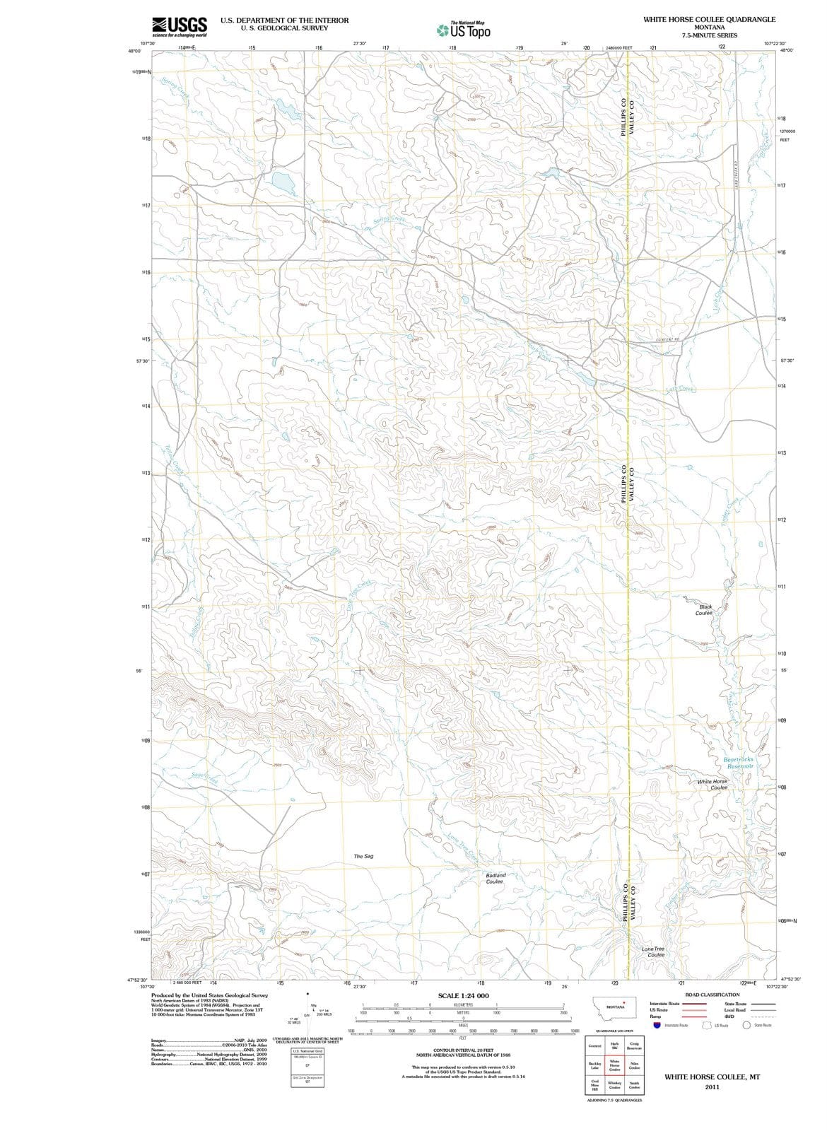 2011 White Horse Coulee, MT - Montana - USGS Topographic Map
