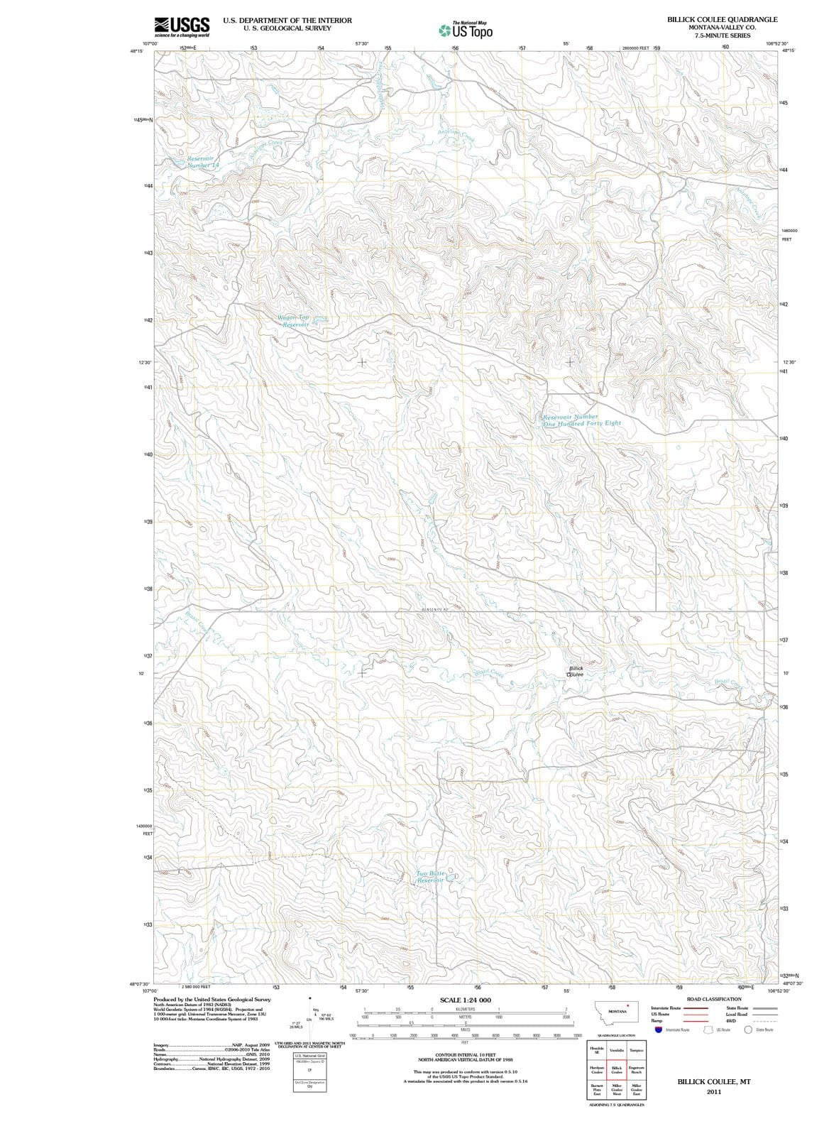 2011 Billick Coulee, MT - Montana - USGS Topographic Map