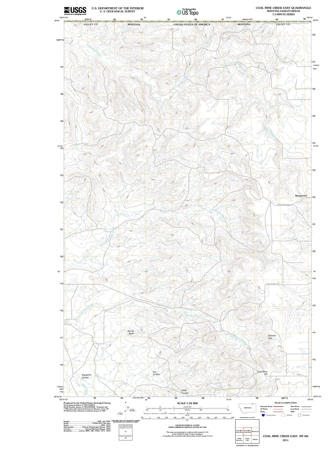 2011 Coal Mine Creek East, MT - Montana - USGS Topographic Map