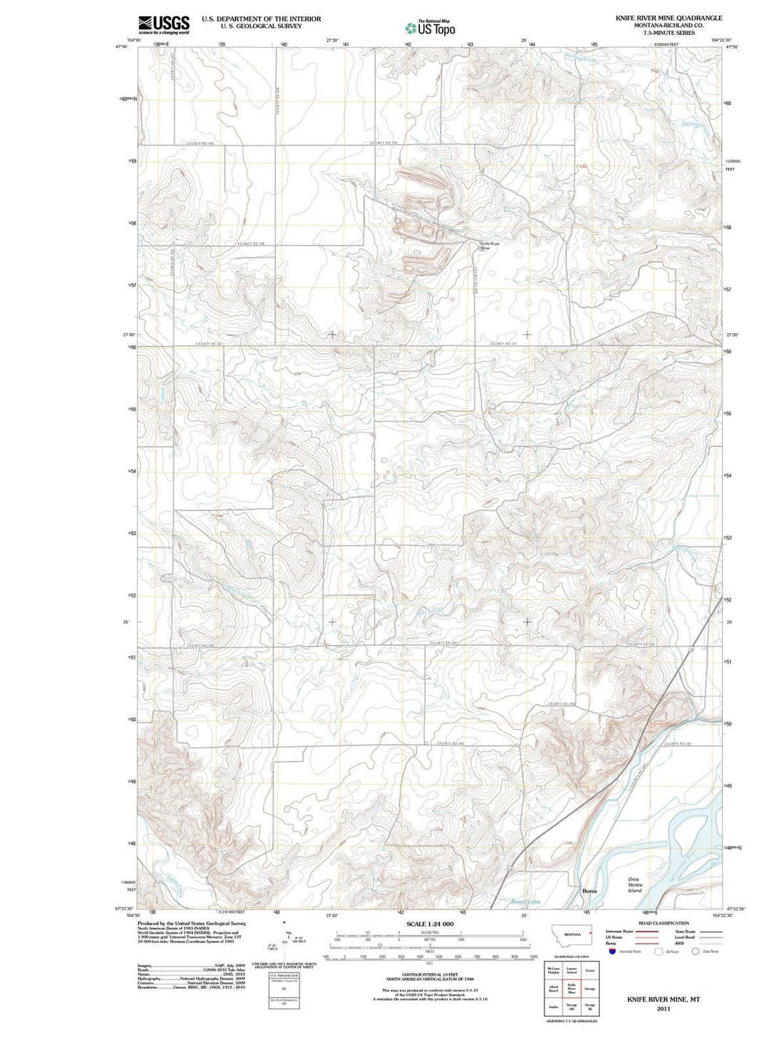2011 Knife River Mine, MT - Montana - USGS Topographic Map