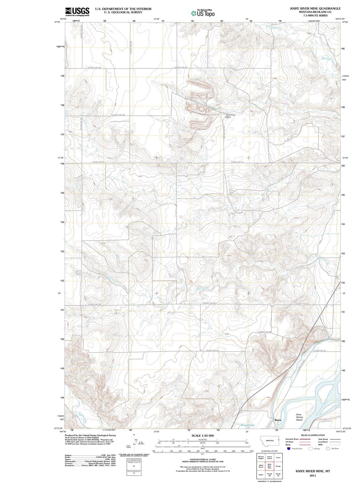 2011 Knife River Mine, MT - Montana - USGS Topographic Map