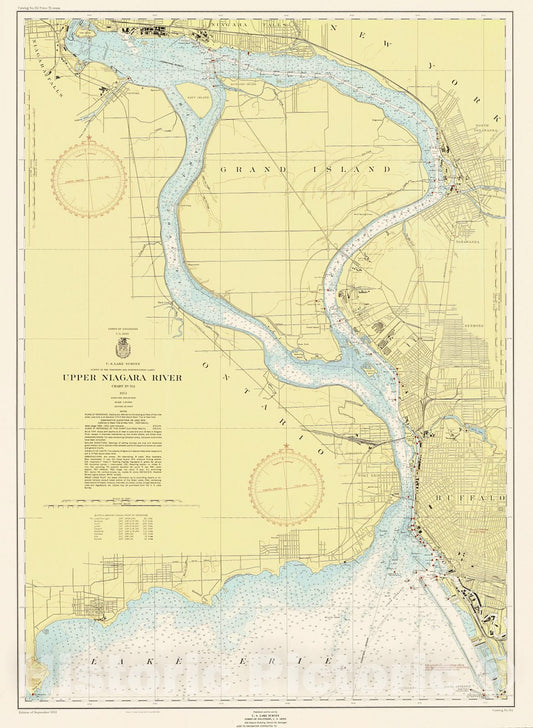 Historic Nautical Map - Upper Niagara River, 1953 NOAA Chart - Vintage Wall Art