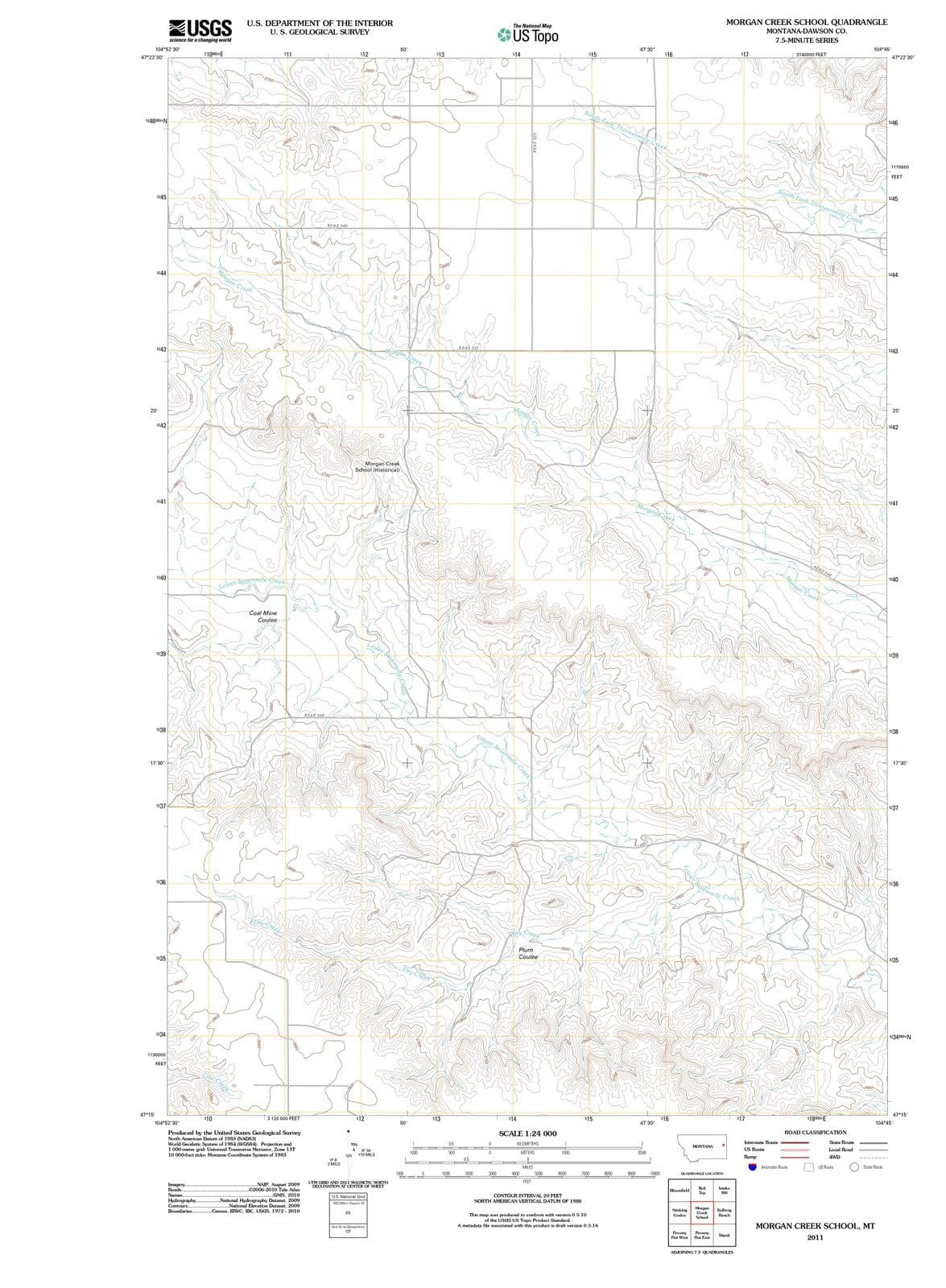 2011 Morgan Creek School, MT - Montana - USGS Topographic Map