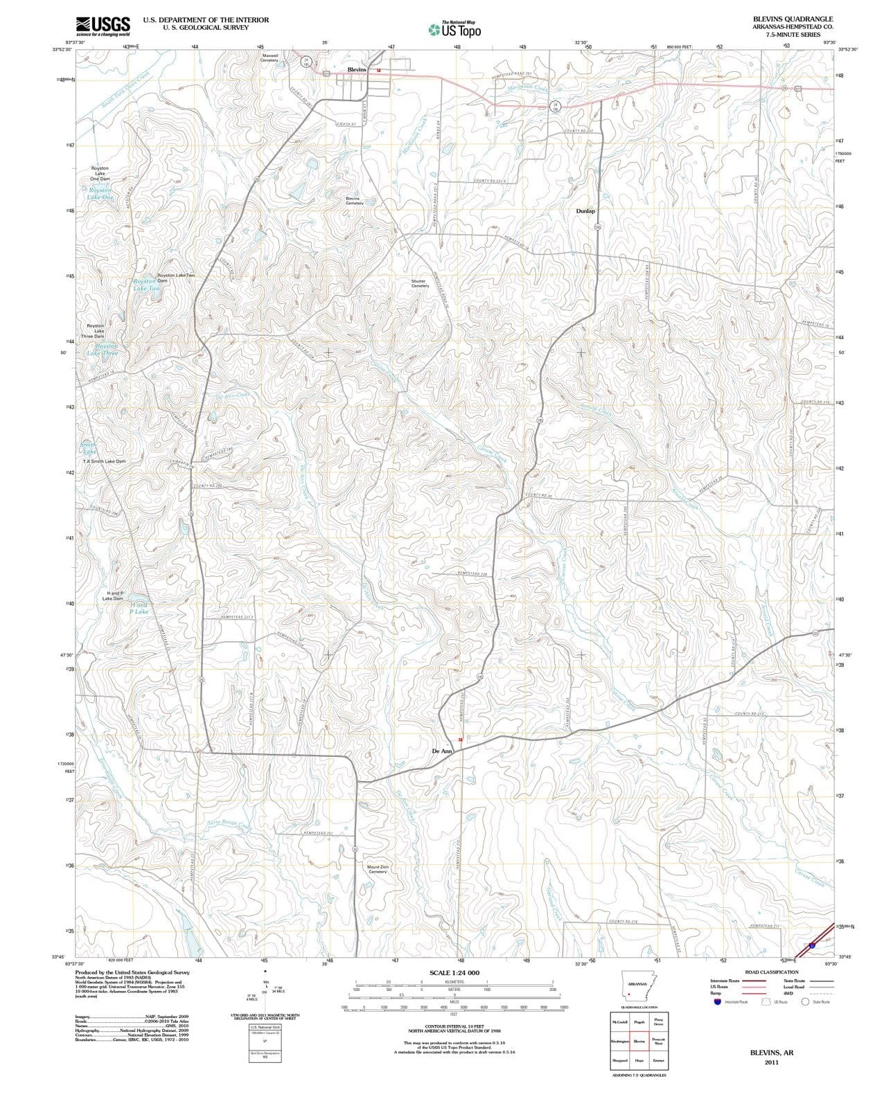 2011 Blevins, AR - Arkansas - USGS Topographic Map