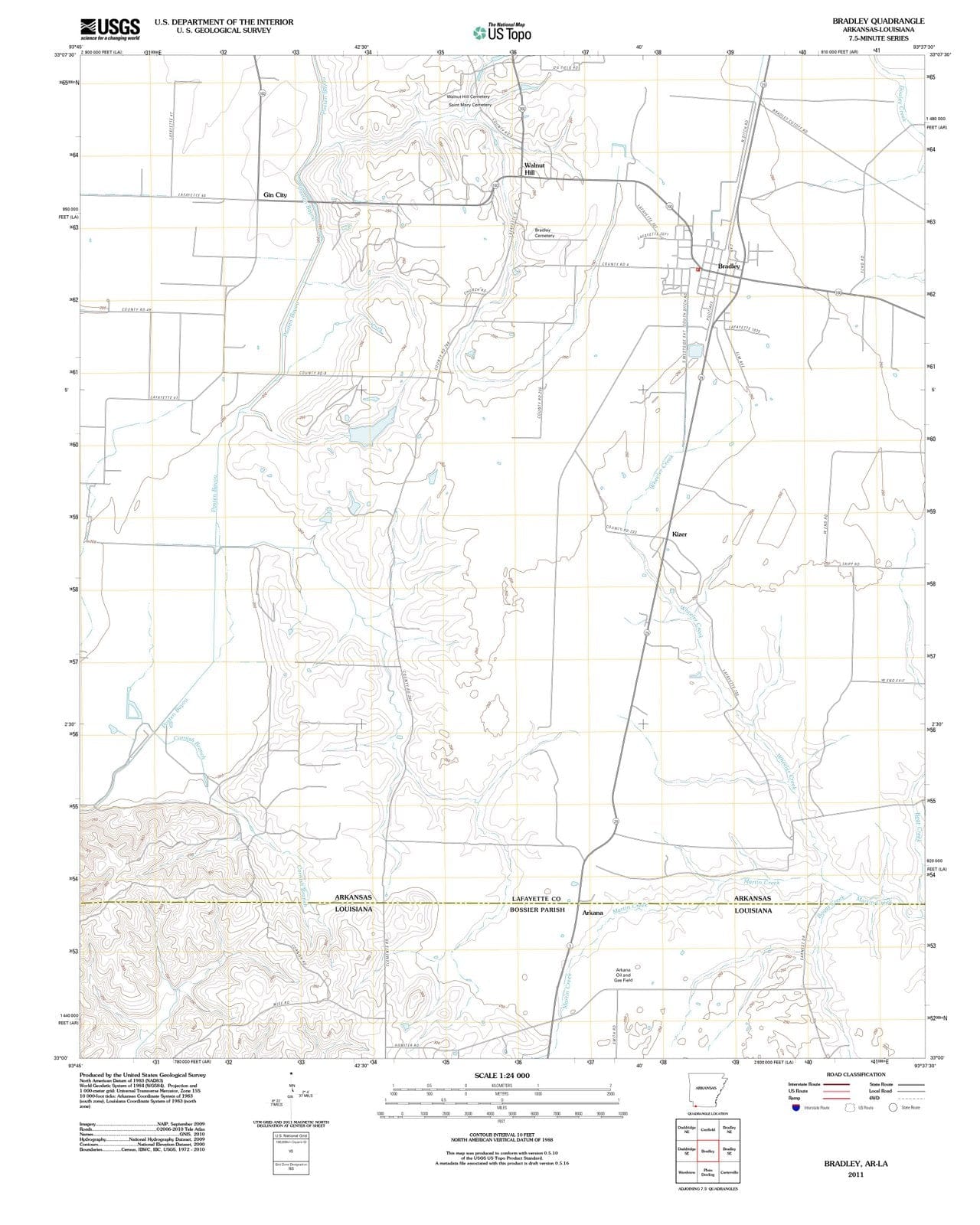 2011 Bradley, AR - Arkansas - USGS Topographic Map