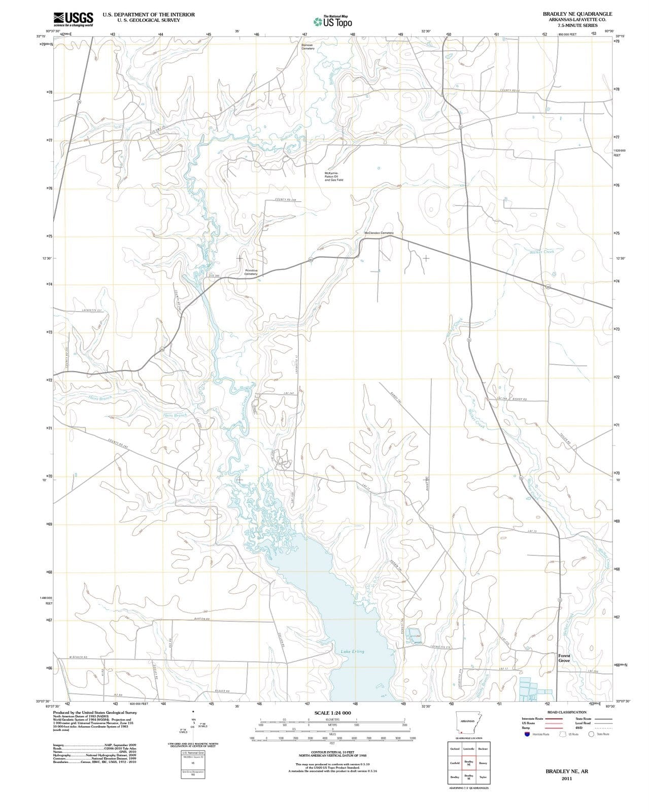 2011 Bradley, AR - Arkansas - USGS Topographic Map