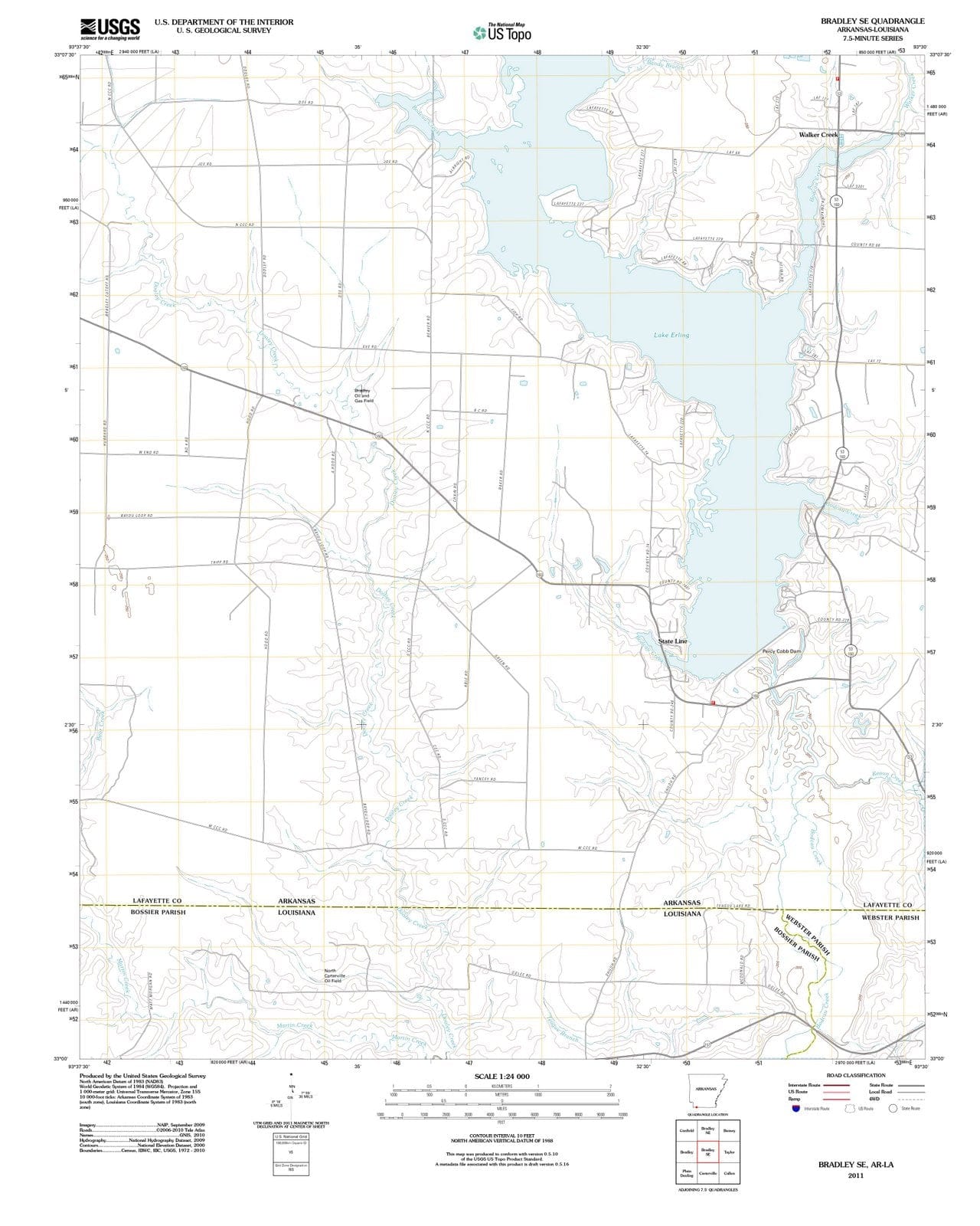 2011 Bradley, AR - Arkansas - USGS Topographic Map