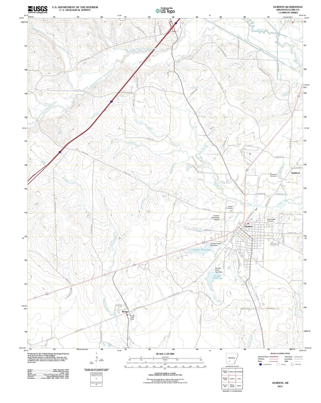 2011 Gurdon, AR - Arkansas - USGS Topographic Map