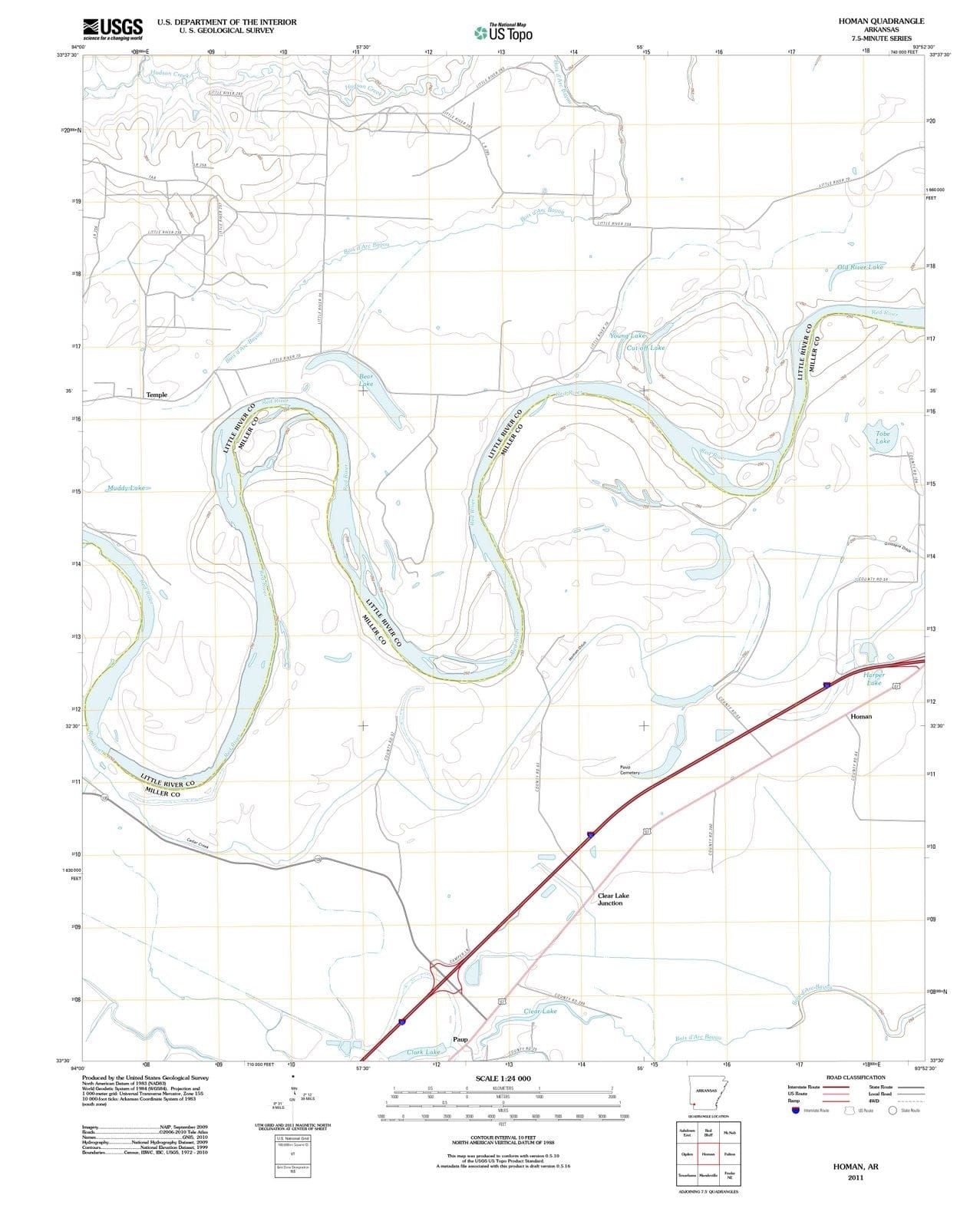 2011 Homan, AR - Arkansas - USGS Topographic Map