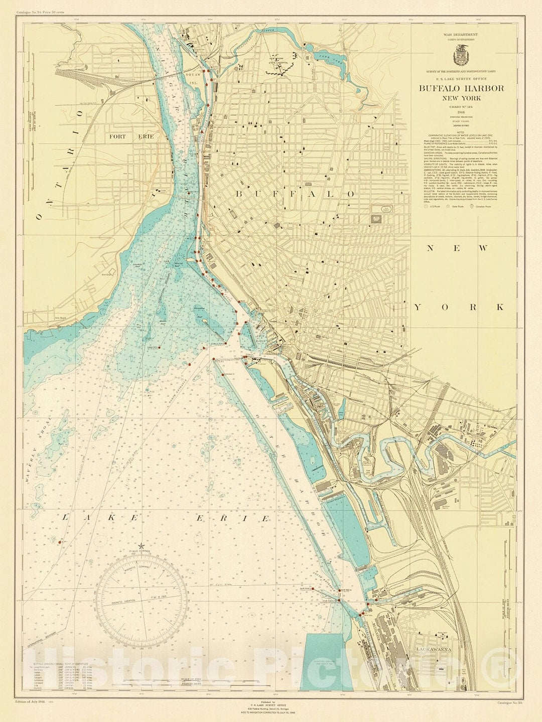 Historic Nautical Map - Buffalo Harbor, 1946 NOAA Chart - Vintage Wall Art